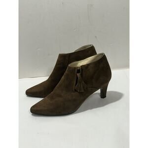 Jazz Brown Ankle Zip Booties Shoes Size 10 M Suede Made In Spain
